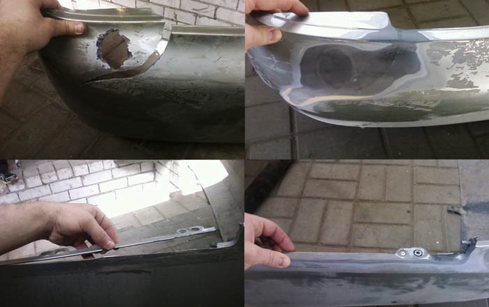 заделываем вмятины и трещины на бампере автомобиля