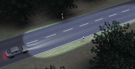 система управления световым потоком бездействует, на ближайшем расстоянии автомобилей нет